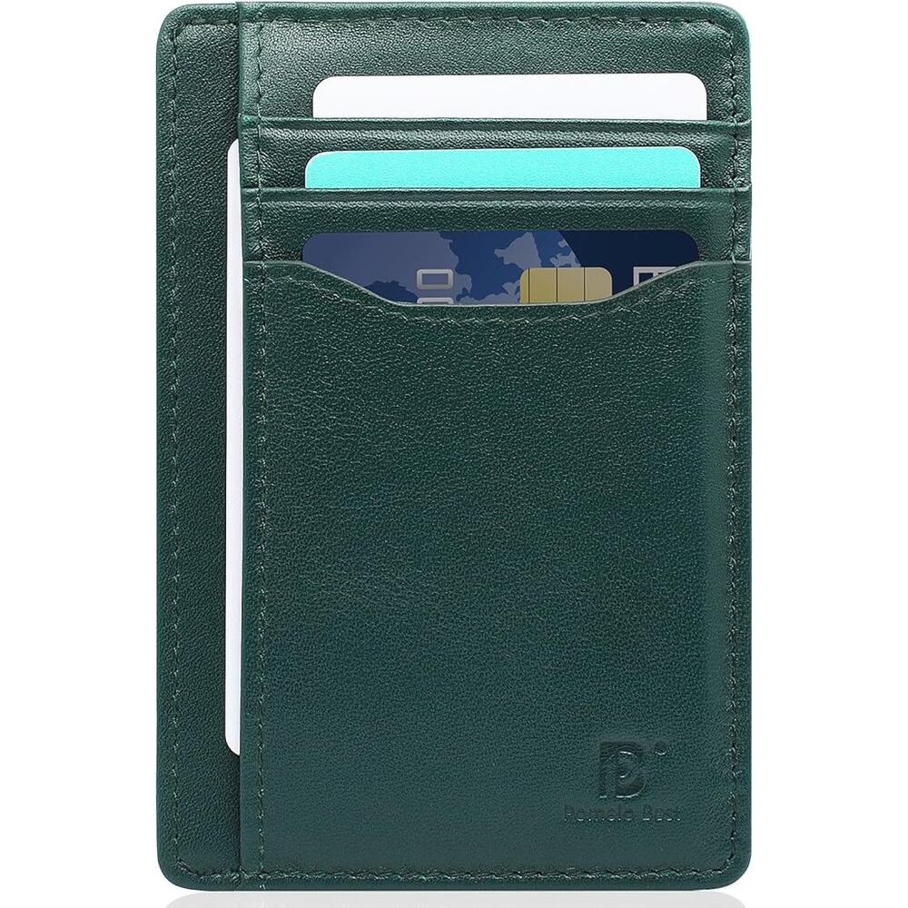 New Pomelo Best Hunter Green Genuine Leather Wallet RFID Blocking Card Holder